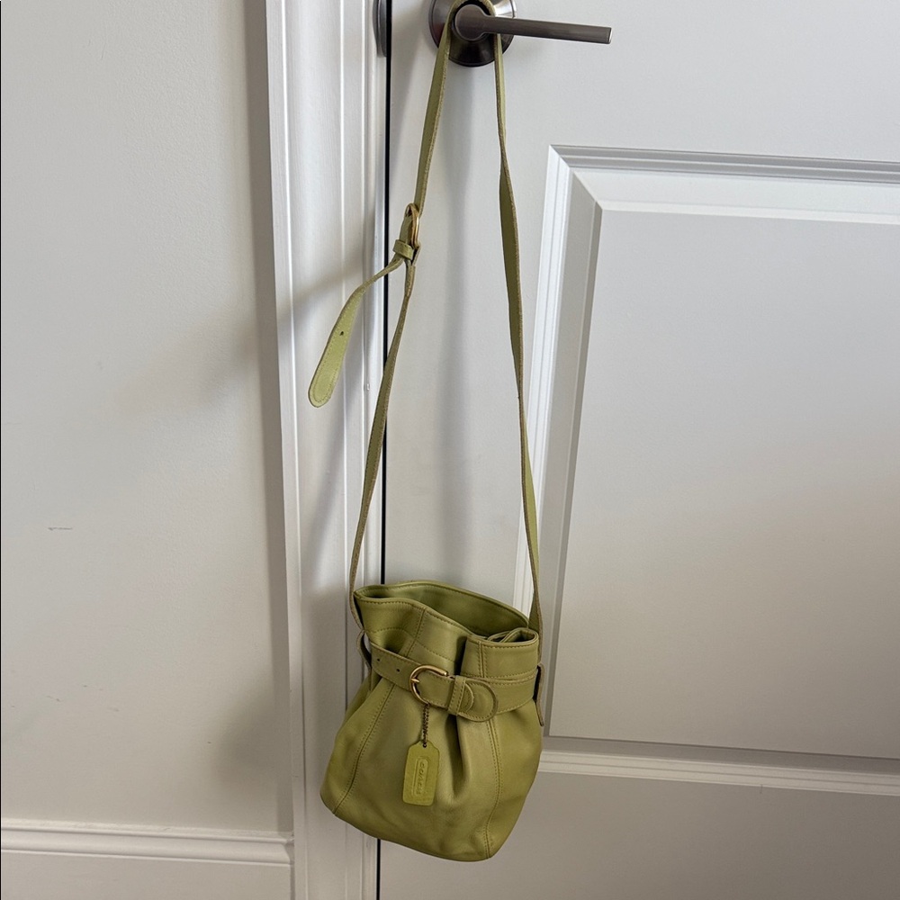 Vintage Coach Soho Belted Pouch Leather Bag in lime green leather